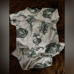 Green and White Vegetable Print Baby Onesie